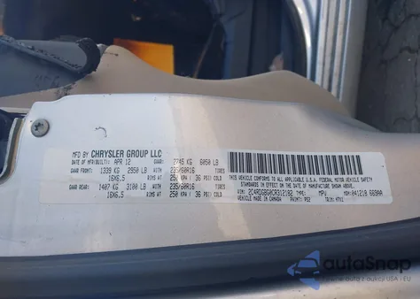 2012 Dodge Grand Caravan Se/Avp z USA, uszkodzony, nr VIN 2C4RDGBG0CR312182